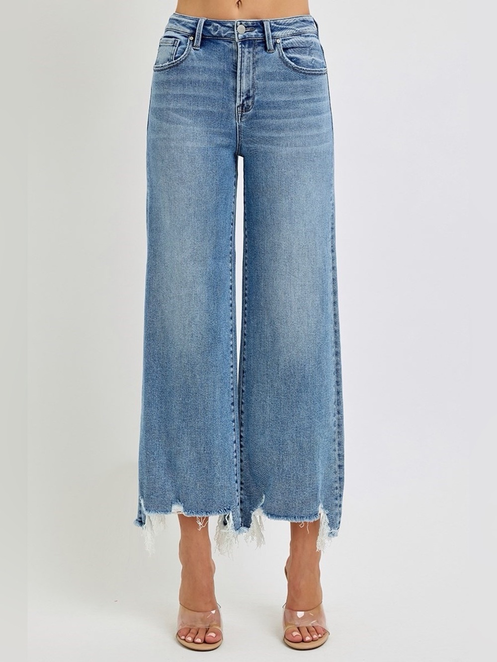 RDP5776 MEDIUM Risen High Rise Crop Wide Step Hem Jeans